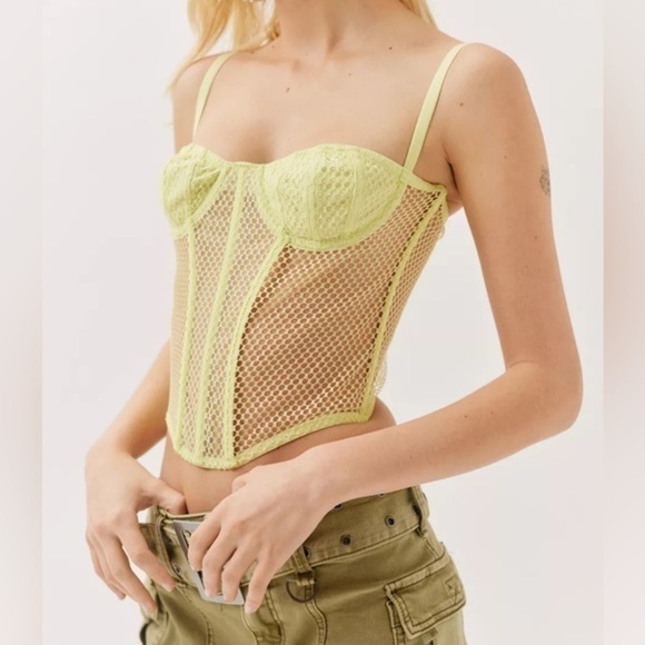 Urban Outfitters Out From Under Modern Love Overdrive Fishnet Corset Sz L NWT - Picture 2 of 15